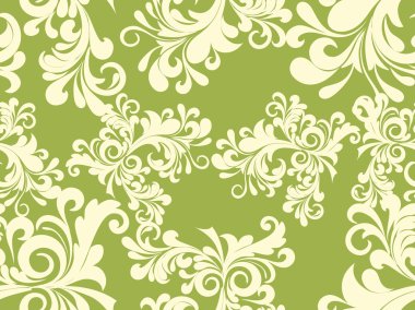 Green background with floral pattern clipart