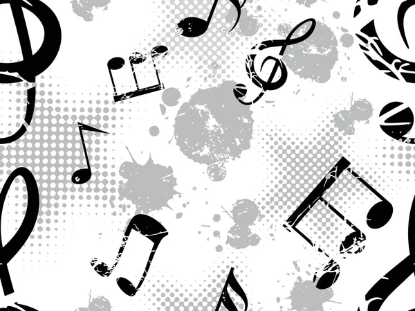 Musical notes on grungy spot background — Stock Vector