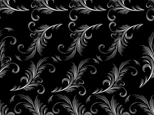 Fondo negro con patrón floral — Vector de stock