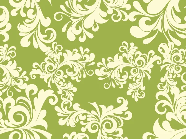 녹색 배경에 꽃 패턴 — 스톡 벡터