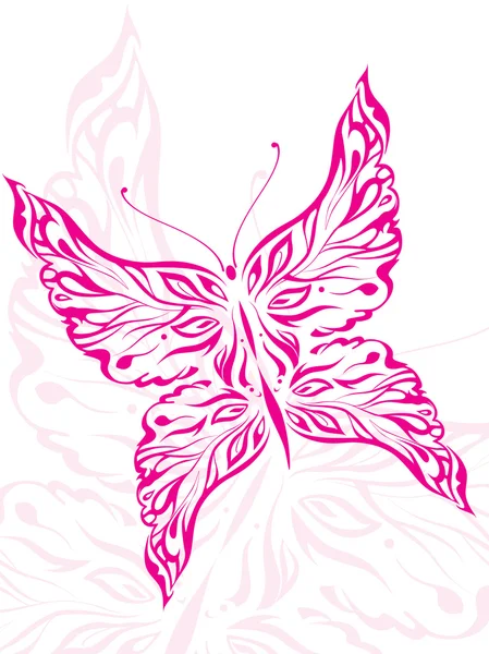 Schöne rosa Schmetterling Tätowierung — Stockvektor