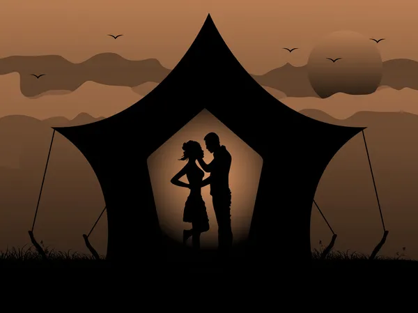 Arrière-plan avec silhouette couple — Image vectorielle