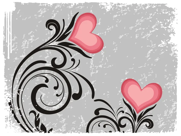 Kreativní květinový vzor s růžové srdce — Stockový vektor