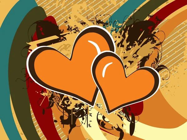 Grungy fond rayures avec coeur — Image vectorielle