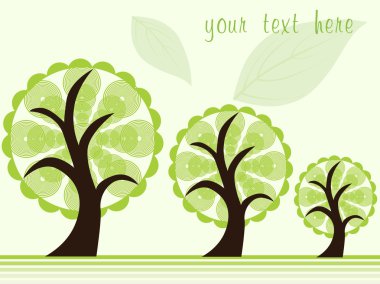 Set of three green tree clipart