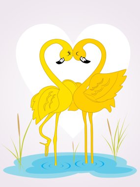 Abstract romantic waterbird background clipart