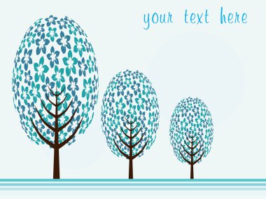 Abstract tree with seagreen flower clipart