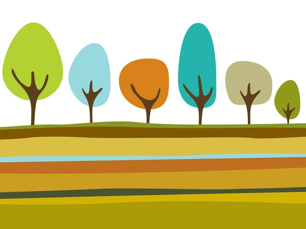 Arrière plan avec arbres — Image vectorielle