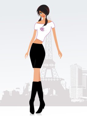 Urban background with women clipart