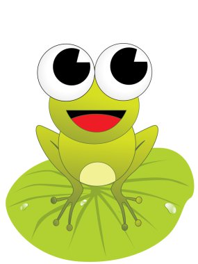 Small green frog with background clipart