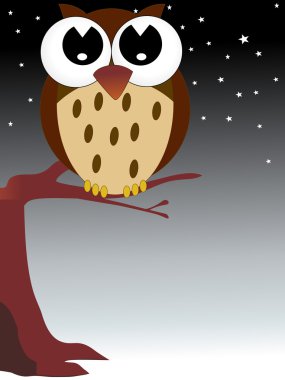 Owl on branch clipart