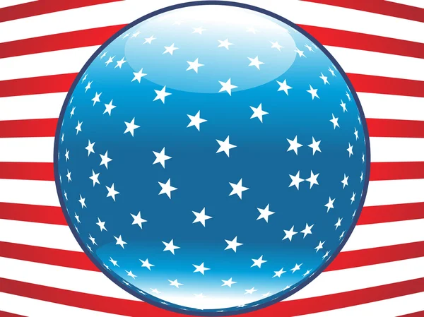 Синяя кнопка звезды на фоне флага — стоковый вектор