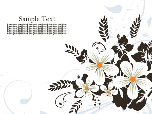 Negro, patrón de flor blanca — Vector de stock
