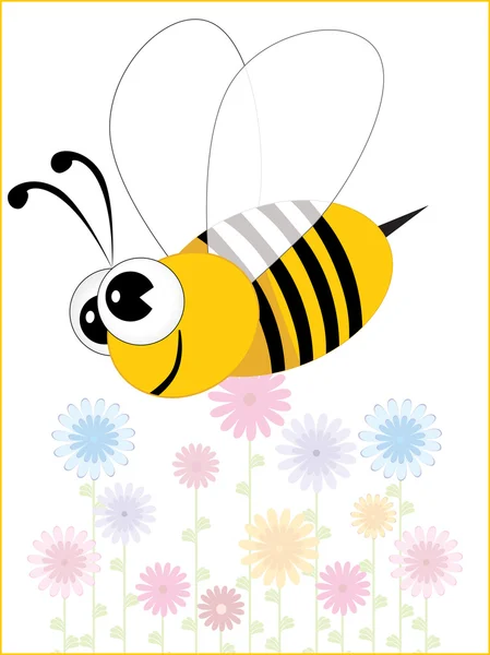 Fundo com floral, abelha — Vetor de Stock