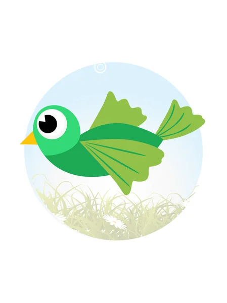 Söt grön liten fågel — Stock vektor