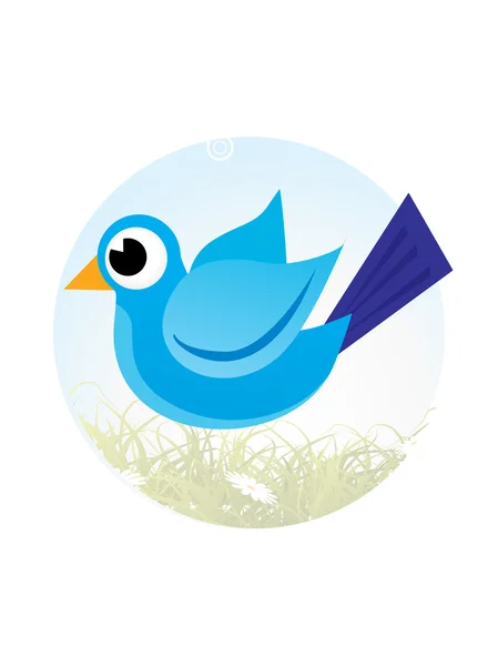 Cute little bird on grass — Stock Vector