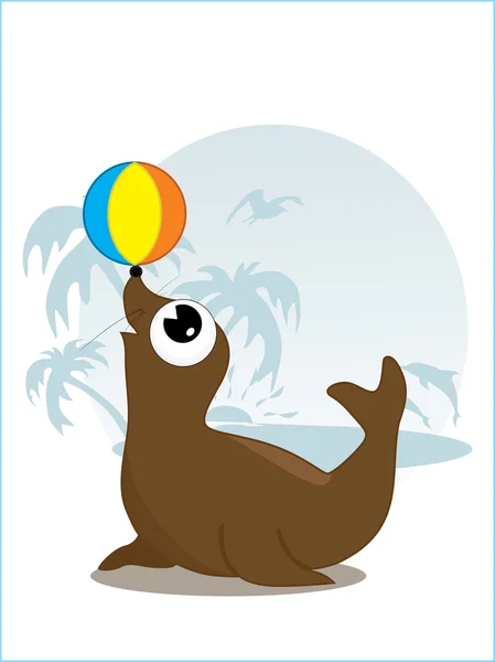 Seal with ball — Stock Vector