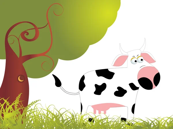 Fond de jardin avec vache — Image vectorielle