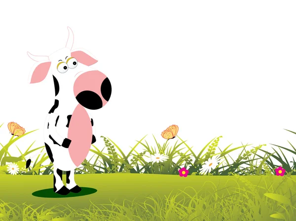 Bahçe arka plan ile Cow ayakta — Stok Vektör