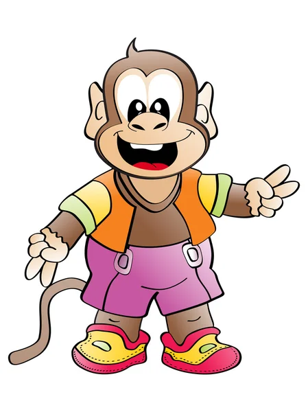 Carino scimmia sorridente con sfondo — Vettoriale Stock