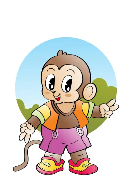 Resimde çizgi karakter maymun — Stok Vektör