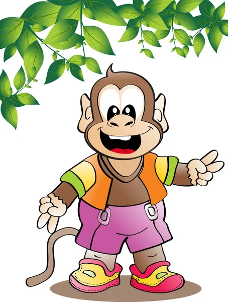 Vector leaves with monkey — Stock Vector