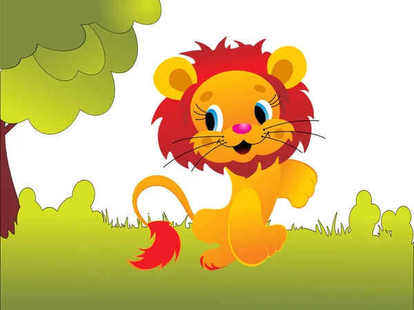 Mignon gros lion animal — Image vectorielle