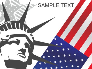 Us flag and statue of liberty clipart