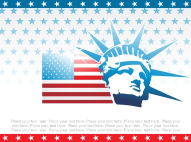 Star background with flag, statue clipart