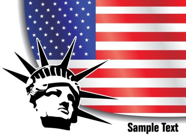 American flag with liberty statue clipart
