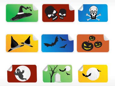 soyut halloween etiketi serisi set4