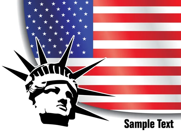 American flag with liberty statue — Stock Vector