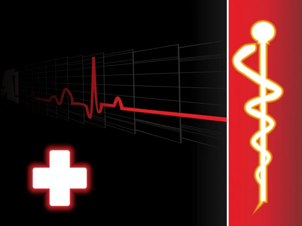 Bakgrund med heartbeat och caduceus — Stock vektor