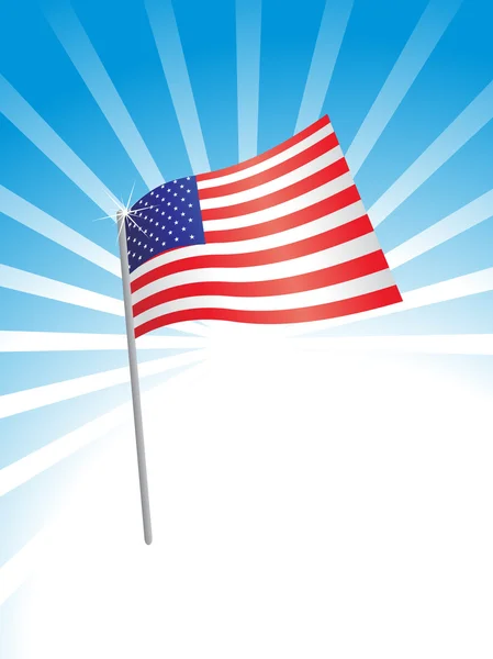 Vektorové americkou vlajku na stožár — Stockový vektor