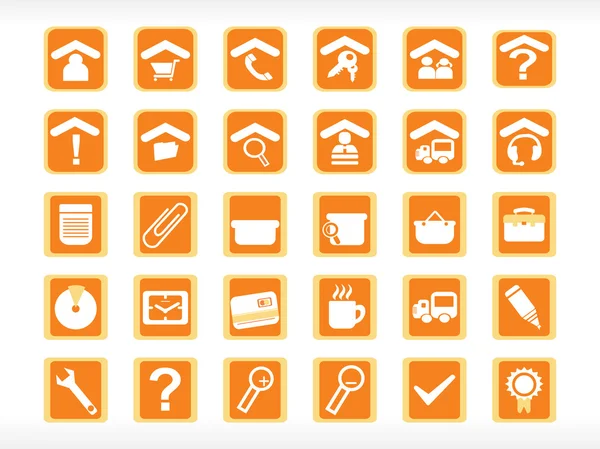 Ícone web abstrato conjunto série laranja — Vetor de Stock