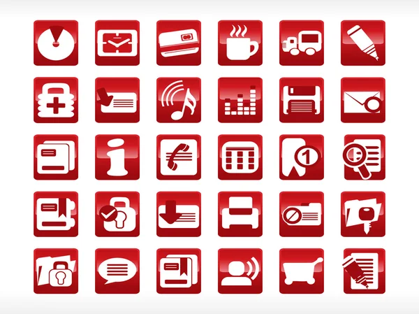 Abstract web icon set series vermelho — Vetor de Stock