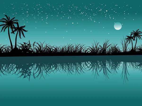 Seagreen 背景与黑色花园 — 图库矢量图片