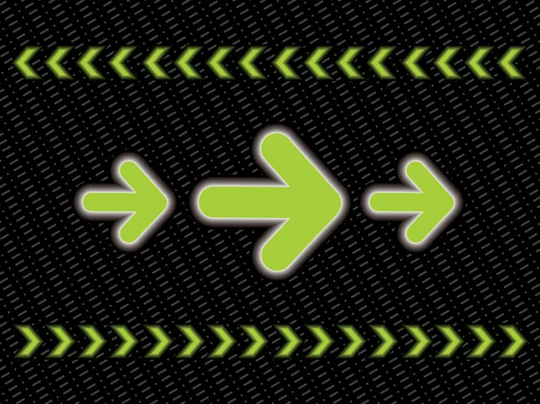 Zelená šipka s černým pozadím — Stockový vektor