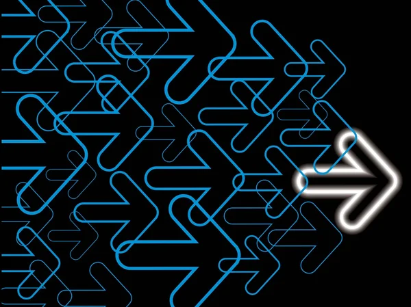 Tête de flèche bleue avec fond noir — Image vectorielle