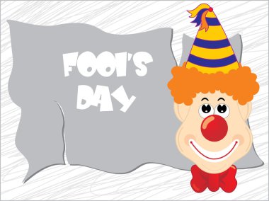 Jester face with fool day background clipart