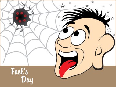 Background with funny face, spider clipart