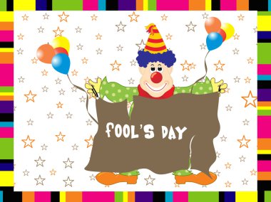 Funky background with joker, balloons clipart