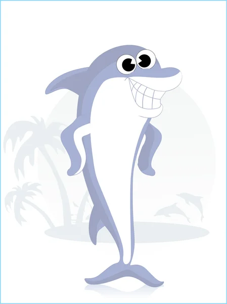 Vector illustration of a cartoon dolphin — Stock Vector