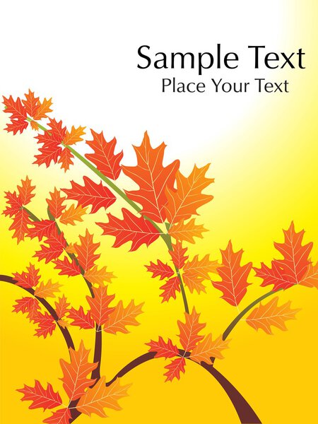 Autumn leaves with sample text, vector