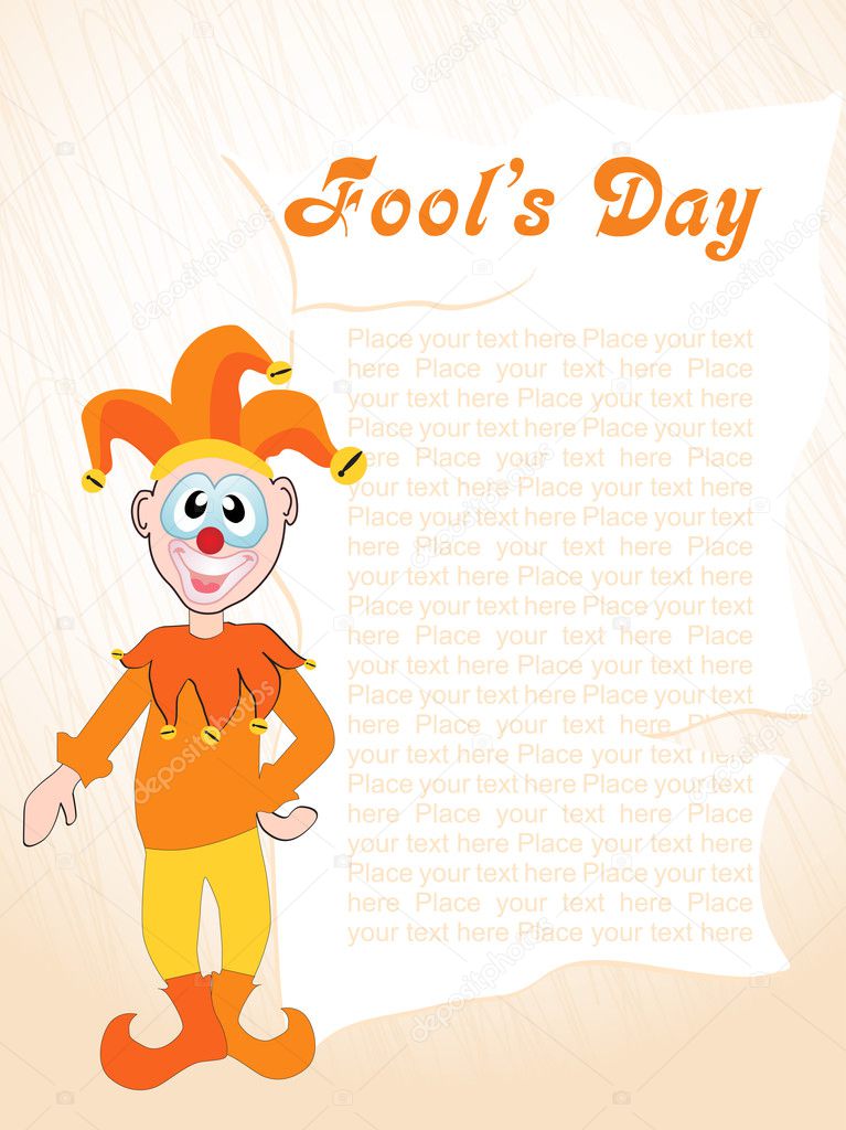 Fools day gretting card with joker
