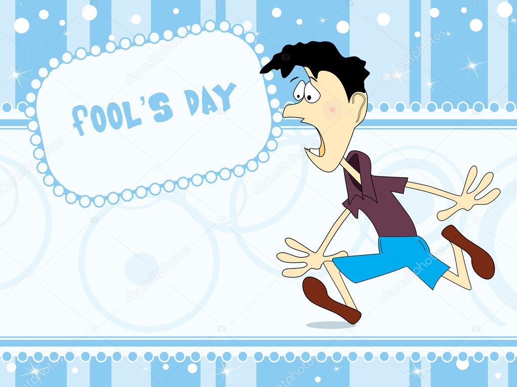Fools day background with cartoon