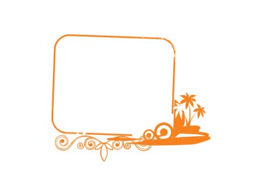 Abstract yellow frame with palm tree clipart