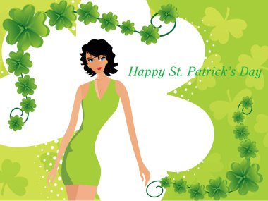 Clover background with sexy girl clipart