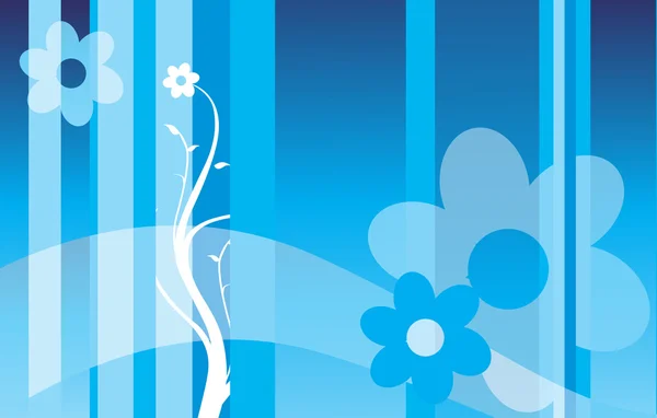 Blauwe achtergrond met blossoms — Stockvector