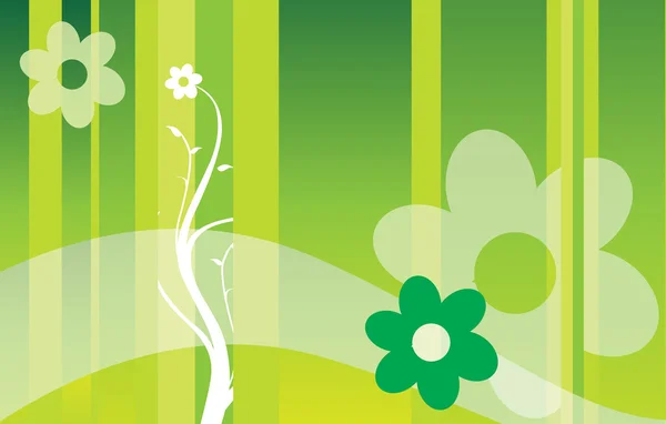 Grüner Hintergrund mit Blüten — Stockvektor